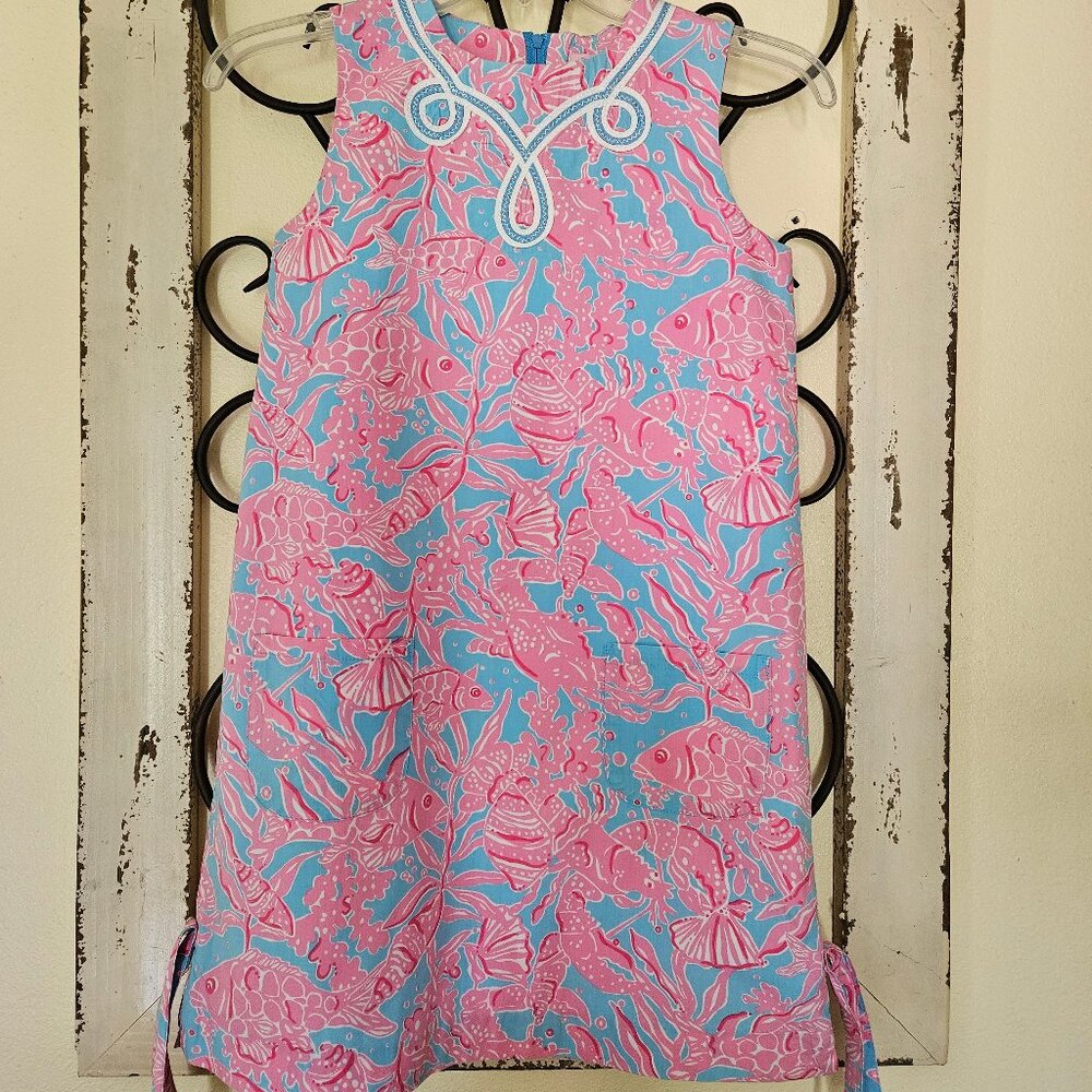 Lilly Pulitzer Girls Pink and Blue Shift Dress size 12